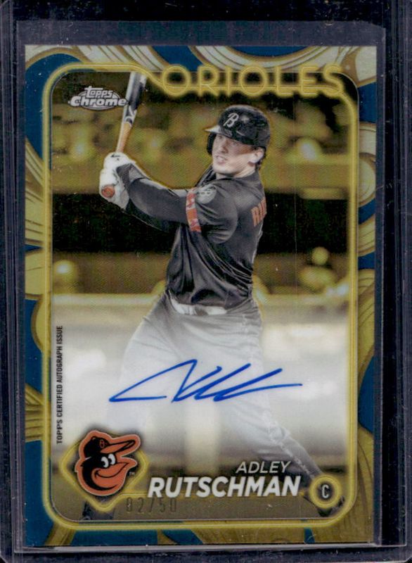 Adley Rutschman 2024 Topps Gilded Collection #CGA-AR Topps Chrome Gold Autographs - Blue-Gold /50 RAW