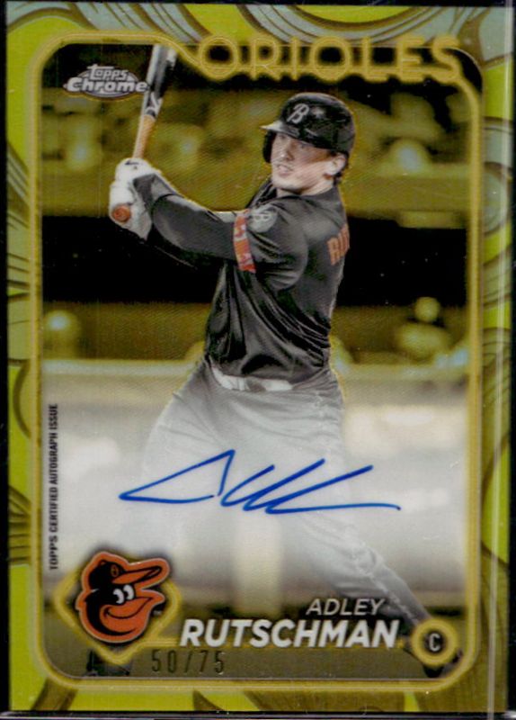 Adley Rutschman 2024 Topps Gilded Collection #CGA-AR Topps Chrome Gold Autographs - Yellow-Gold /75 RAW