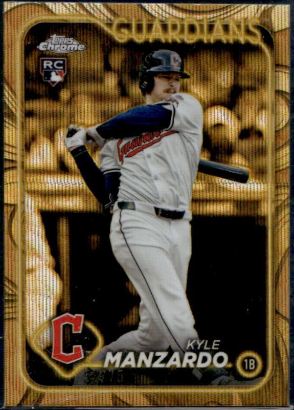 Kyle Manzardo 2024 Topps Gilded Collection #15 Gold Wave Refractor /75 Rookie RAW