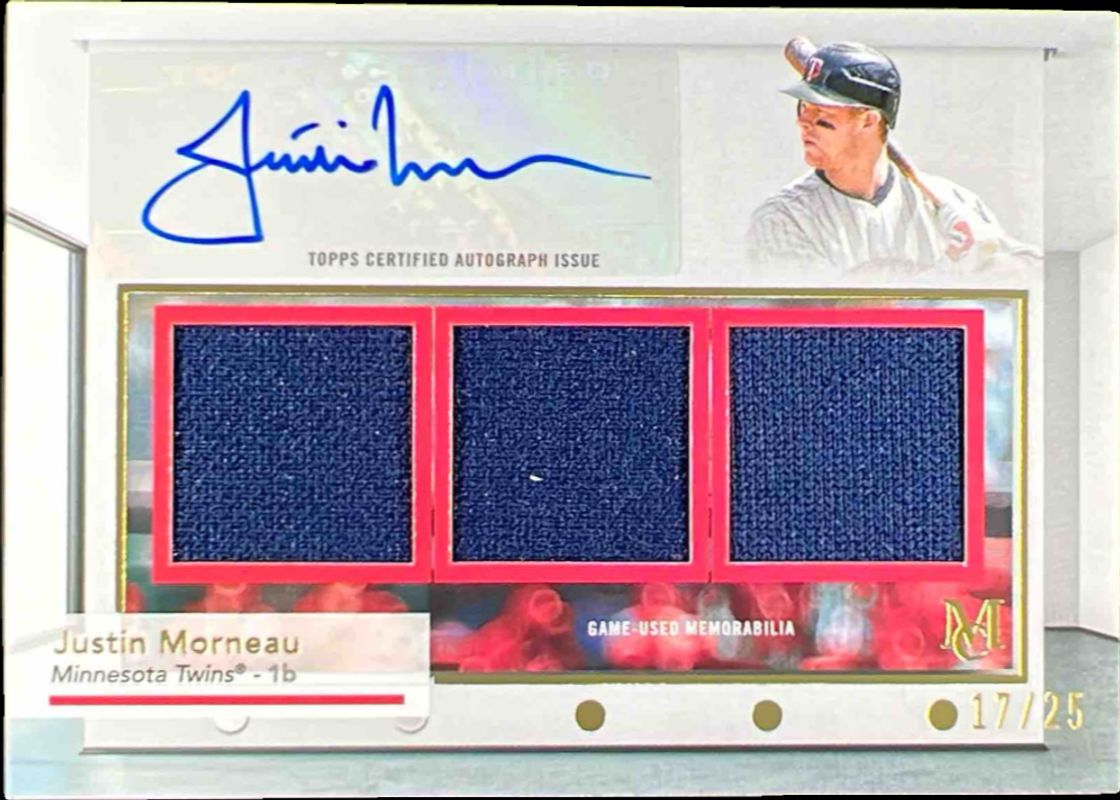 2024 Topps Museum Collection #SWTRA-JM Single Player Signatures Swatches Triple Relic Autographs - Gold /25
