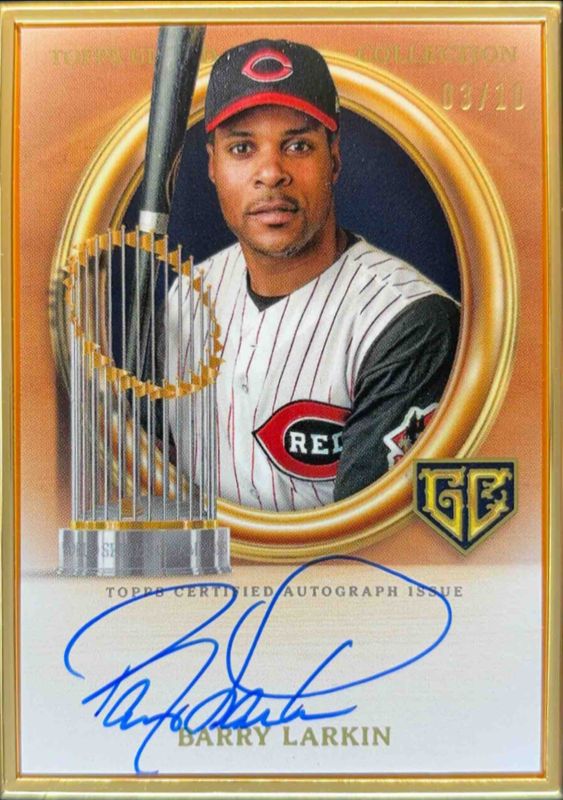 Barry Larkin 2024 Topps Gilded Collection #GCH-BL Gilded Champions Autographs - Onyx /10 RAW