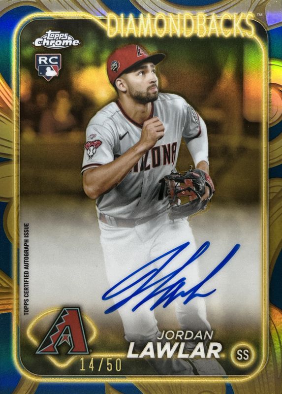 Jordan Lawlar 2024 Topps Gilded Collection #CGA-JLA Topps Chrome Gold Autographs - Blue-Gold /50 Rookie RAW