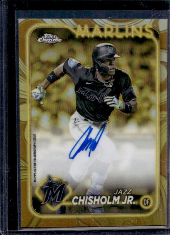 Jazz Chisholm Jr. 2024 Topps Gilded Collection #CGA-JCJ Topps Chrome Gold Autographs /99 RAW