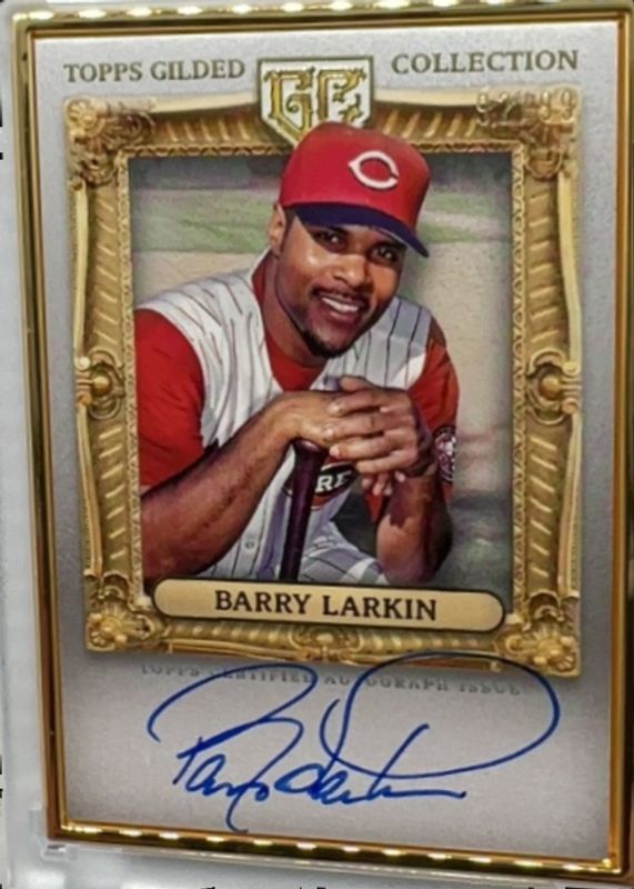 Barry Larkin 2024 Topps Gilded Collection #HAFA-BL Gold Framed Hall of Famer Autographs /99 RAW