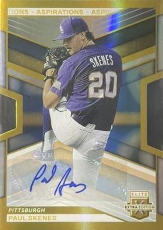 Paul Skenes 2023 Elite Extra Edition #7 Aspirations die-cut Gold Signatures /24 RAW