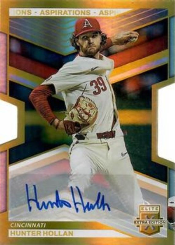 Hunter Hollan 2023 Elite Extra Edition #70 Aspirations die-cut Gold Signatures /24 RAW
