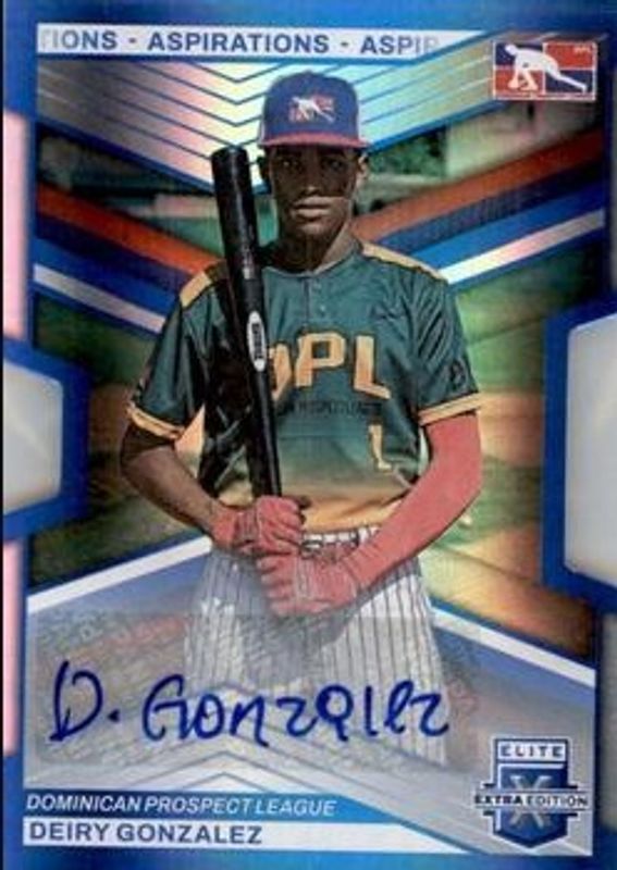 Deiry Gonzalez 2023 Elite Extra Edition #194 Aspirations die-cut Signatures /76 RAW