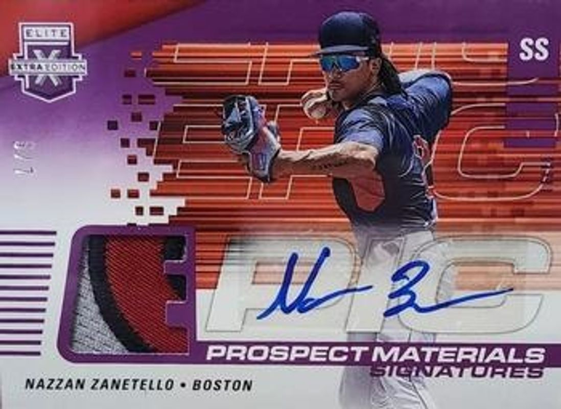 Nazzan Zanetello 2023 Elite Extra Edition #EMS-NZ Epic Prospect Materials Signatures - Purple /7 RAW