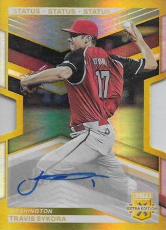 Travis Sykora 2023 Elite Extra Edition #142 Status die-cut Gold Signatures /10 RAW