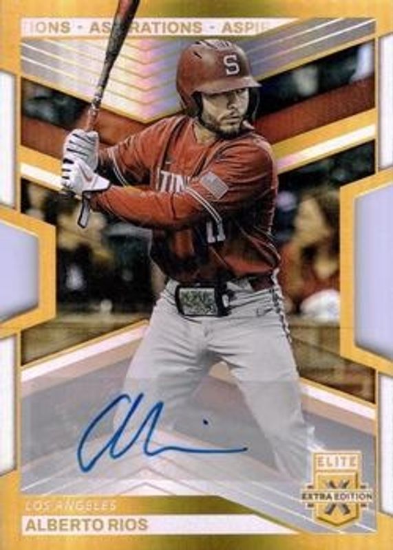 Alberto Rios 2023 Elite Extra Edition #27 Aspirations die-cut Gold Signatures /24 RAW
