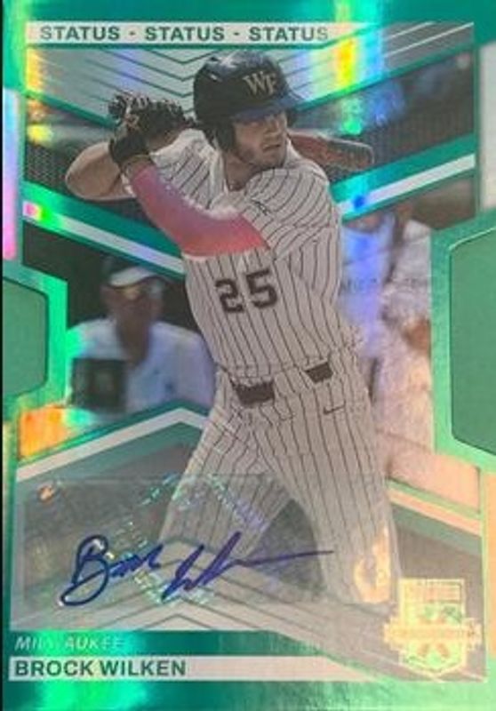 Brock Wilken 2023 Elite Extra Edition #33 Status Green die-cut Signatures /24 RAW