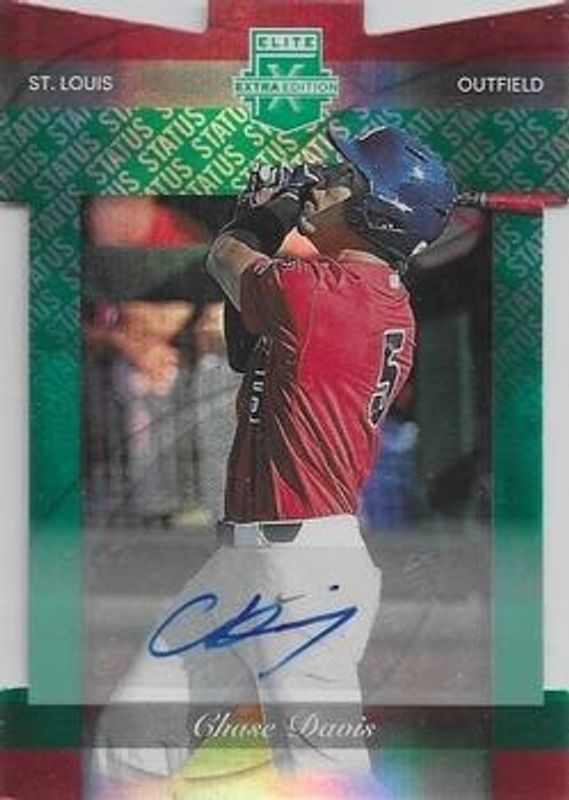 Chase Davis 2023 Elite Extra Edition #151 Status Green die-cut Signatures /24 RAW