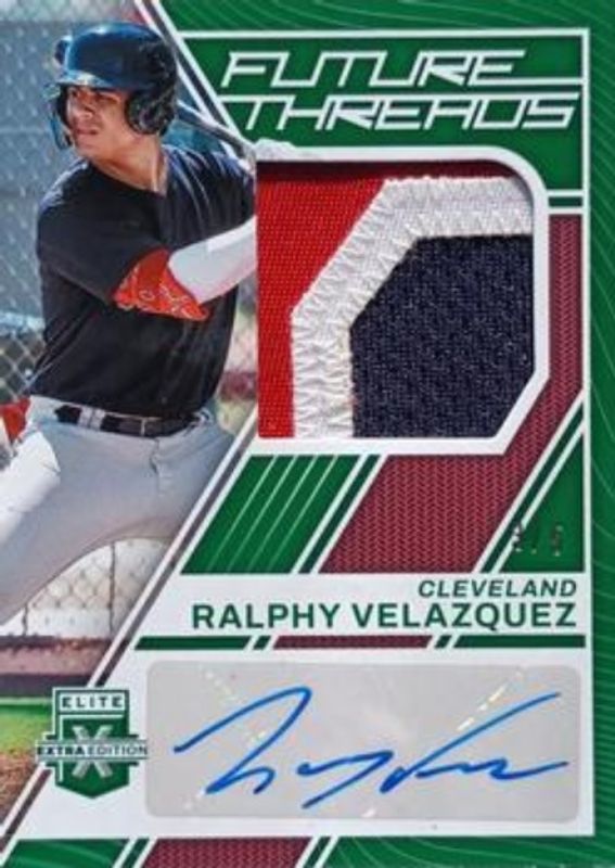 Ralphy Velazquez 2023 Elite Extra Edition #FTS-RV Future Threads - Emerald Signatures /5 RAW
