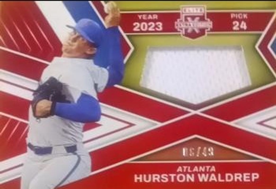 Hurston Waldrep 2023 Elite Extra Edition #FR-HWL First Round Materials - Red /49 RAW