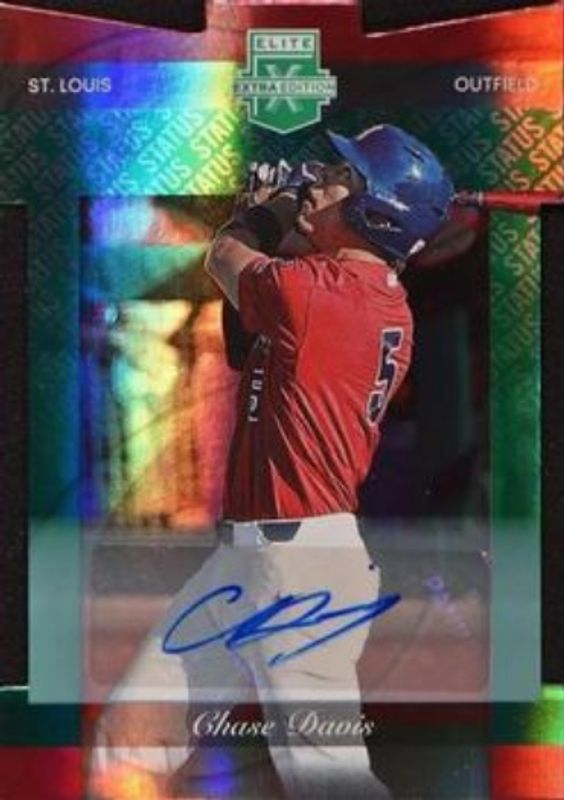 Chase Davis 2023 Elite Extra Edition #63 Status Green die-cut Signatures /24 RAW