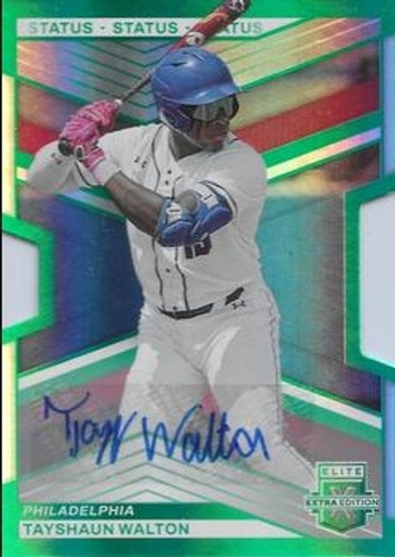 TayShaun Walton 2023 Elite Extra Edition #135 Status Green die-cut Signatures /24 RAW