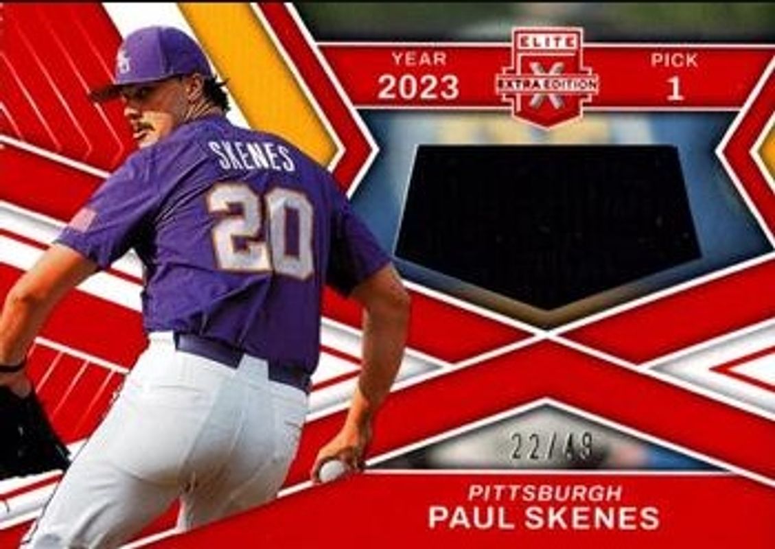 Paul Skenes 2023 Elite Extra Edition #FR-PSK First Round Materials - Red /49 RAW