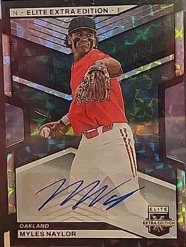 Myles Naylor 2023 Elite Extra Edition #17 Signatures Black die-cut /1 RAW