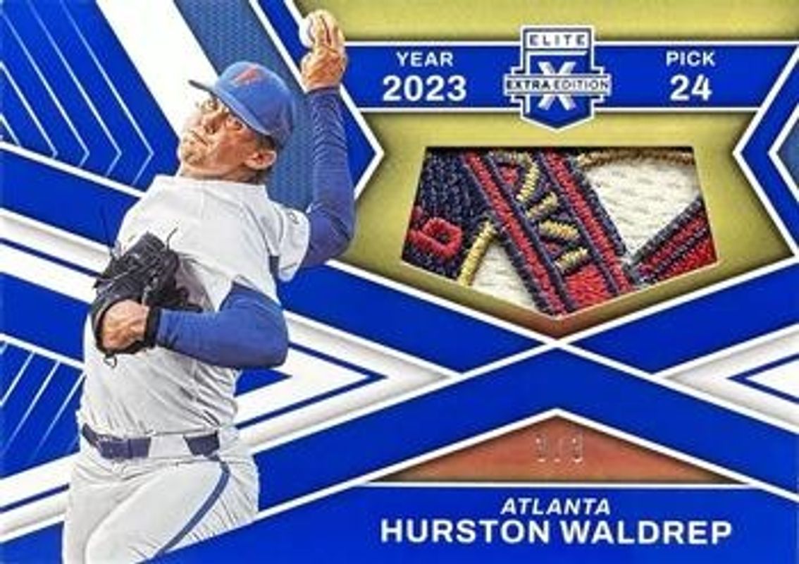 Hurston Waldrep 2023 Elite Extra Edition #FR-HWL First Round Materials - Blue /3 RAW