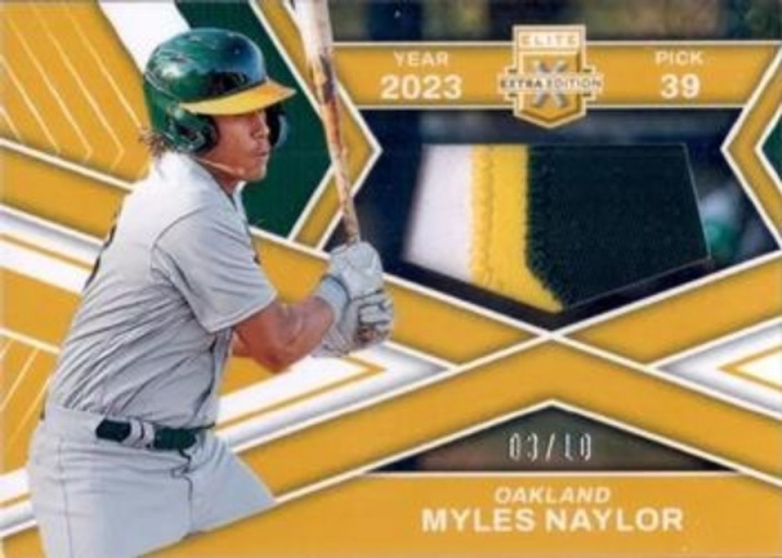 Myles Naylor 2023 Elite Extra Edition #FR-MNY First Round Materials - Gold /10 RAW