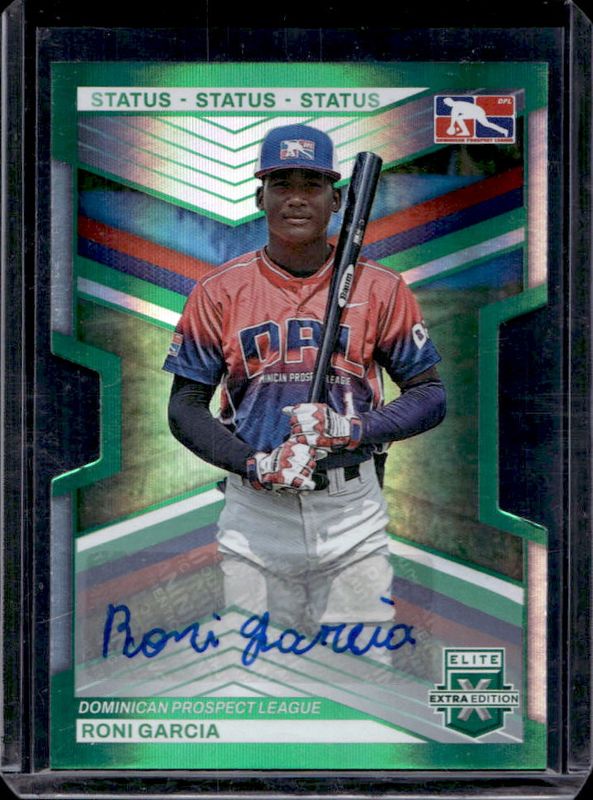Roni Garcia 2023 Elite Extra Edition #174 Status Green die-cut Signatures /24 RAW