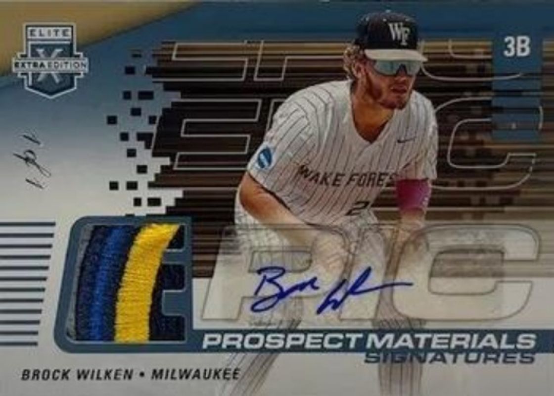 Brock Wilken 2023 Elite Extra Edition #EMS-BW Epic Prospect Materials Signatures - Platinum /1 RAW