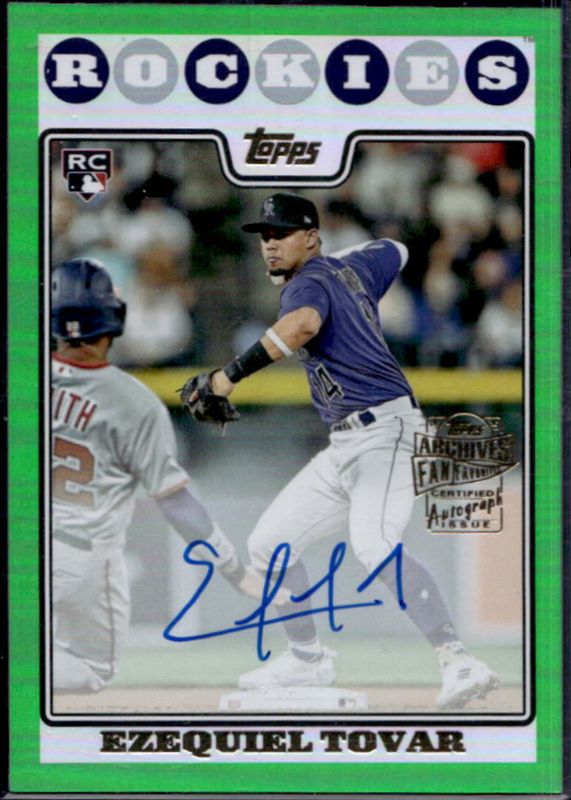 Ezequiel Tovar 2023 Topps Archives #08FF-ET Fan Favorites Autographs - Green Foil /99 Rookie RAW