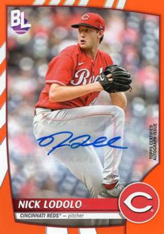 Nick Lodolo 2023 Topps Big League #28 Electric Orange Base Autographs RAW