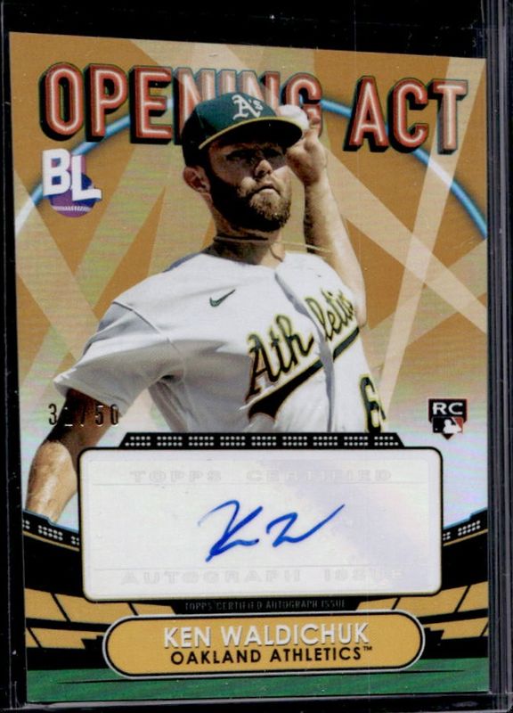 Ken Waldichuk 2023 Topps Big League #OAA-KW Opening Act Autographs - Gold Foil /50 Rookie RAW