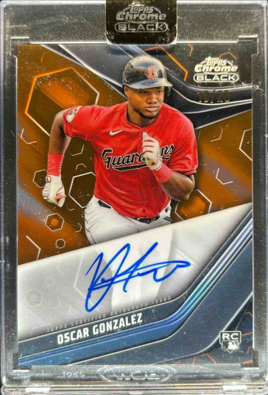 Oscar Gonzalez 2023 Topps Chrome Black #CBA-OG Autographs - Orange Refractor /25 Rookie RAW