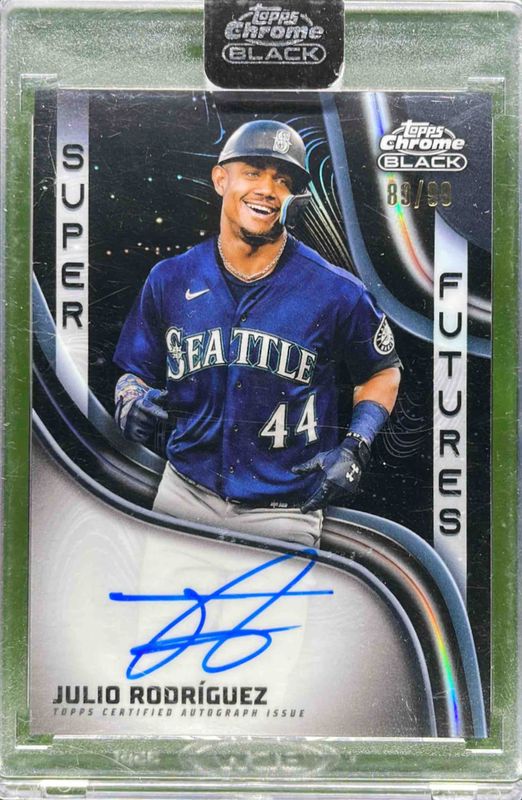 Julio Rodriguez 2023 Topps Chrome Black #SFA-JR Super Futures Autographs /99 RAW