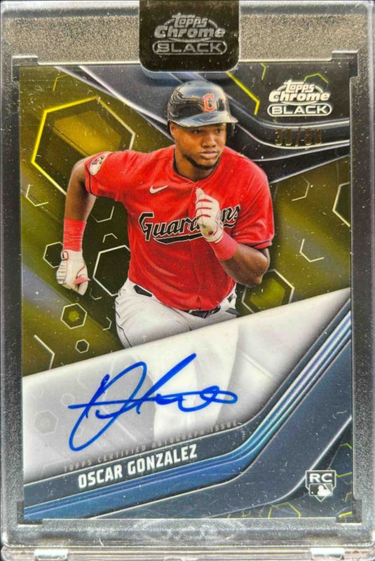 Oscar Gonzalez 2023 Topps Chrome Black #CBA-OG Autographs - Gold Refractor /50 Rookie RAW