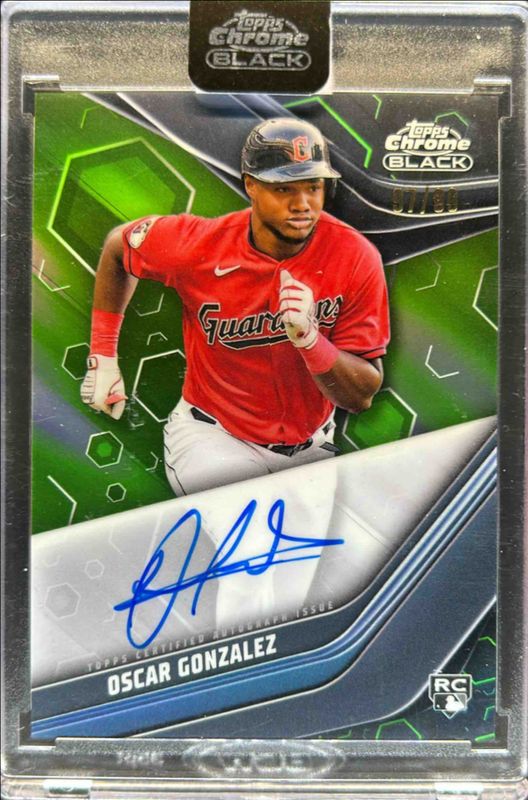 Oscar Gonzalez 2023 Topps Chrome Black #CBA-OG Autographs - Green Refractor /99 Rookie RAW