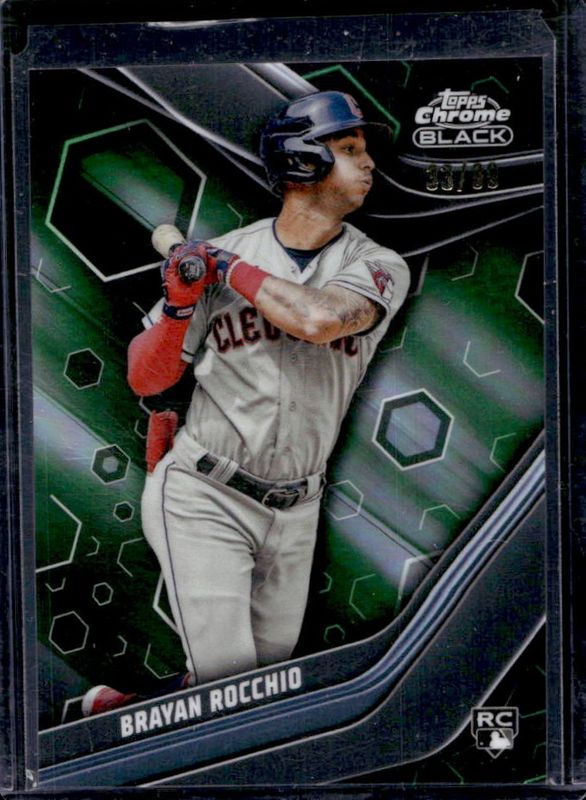 Brayan Rocchio 2023 Topps Chrome Black #77 Green Refractor /99 Rookie RAW