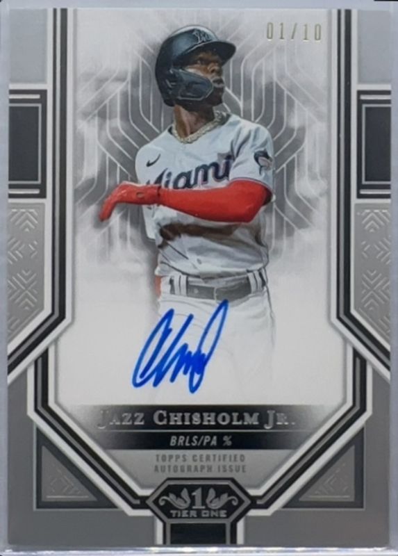 Jazz Chisholm Jr. 2023 Topps Tier One #AS-JC Advanced Stats Stars Autographs - Silver Foil /10 RAW