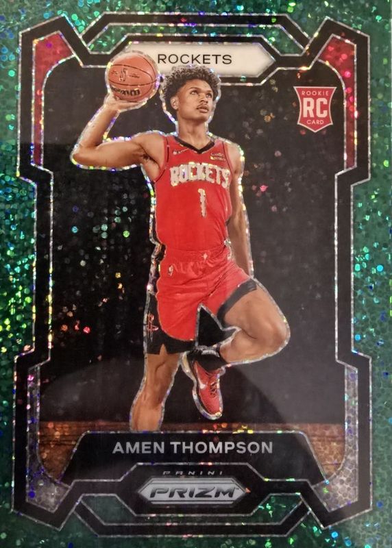 Amen Thompson 2023 Prizm #150 Green Sparkle /8 Rookie RAW
