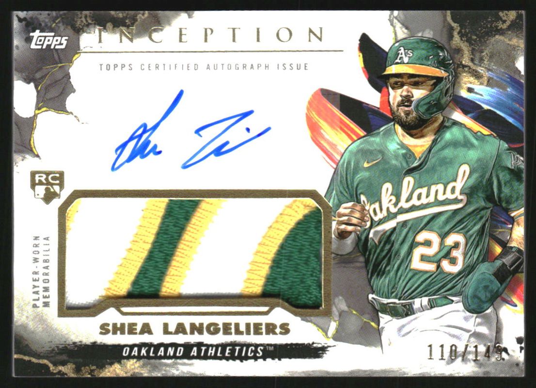 Shea Langeliers 2023 Topps Inception #IAP-SL Inception Autographs Patch /149 Rookie RAW