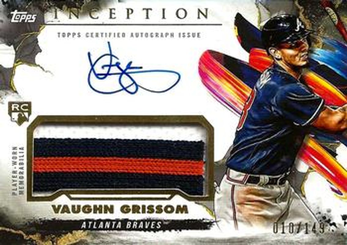Vaughn Grissom 2023 Topps Inception #IAP-VGR Inception Autographs Patch /149 Rookie RAW