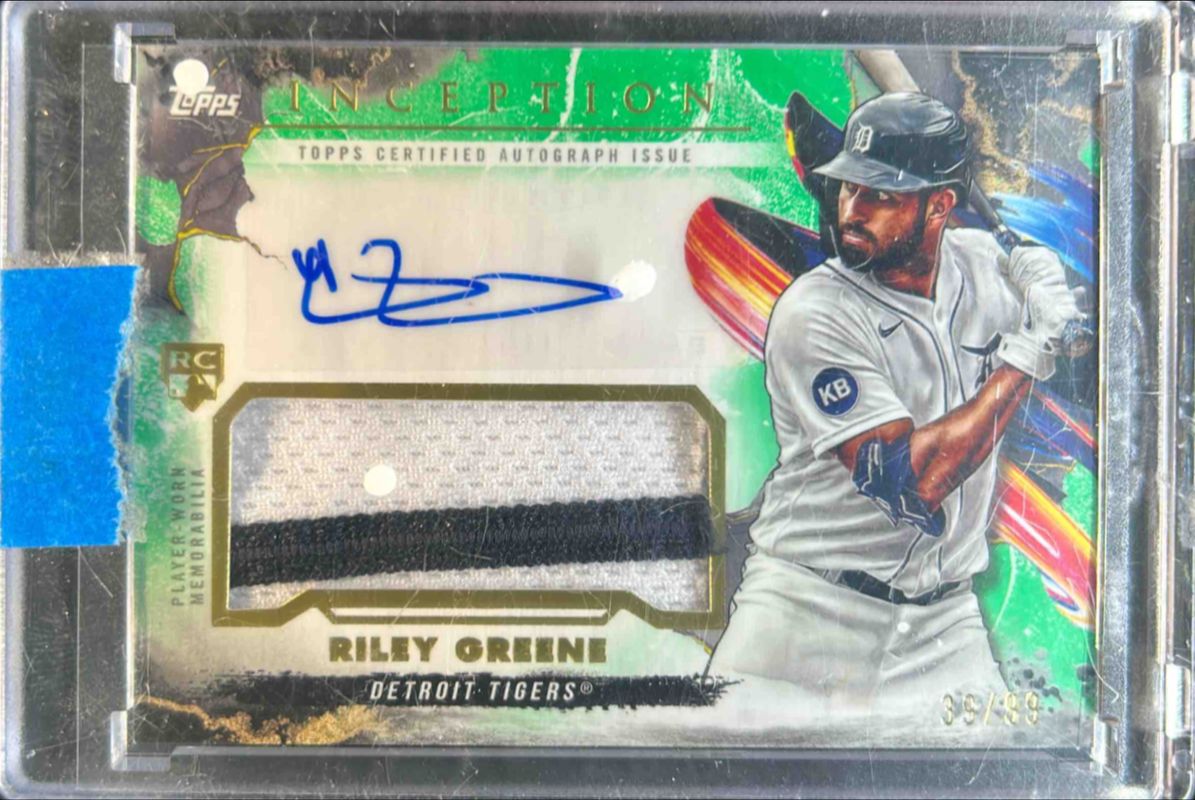 Riley Greene 2023 Topps Inception #IAP-RG Inception Autographs Patch - Green /99 Rookie RAW