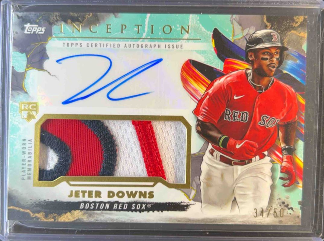 Jeter Downs 2023 Topps Inception #IAP-JDO Inception Autographs Patch - Aqua /50 Rookie RAW