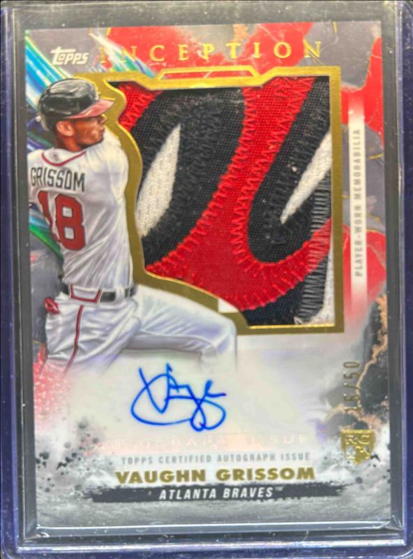 Vaughn Grissom 2023 Topps Inception #IAJP-VGR Inception Autographs Jumbo Patch - Red /50 Rookie RAW