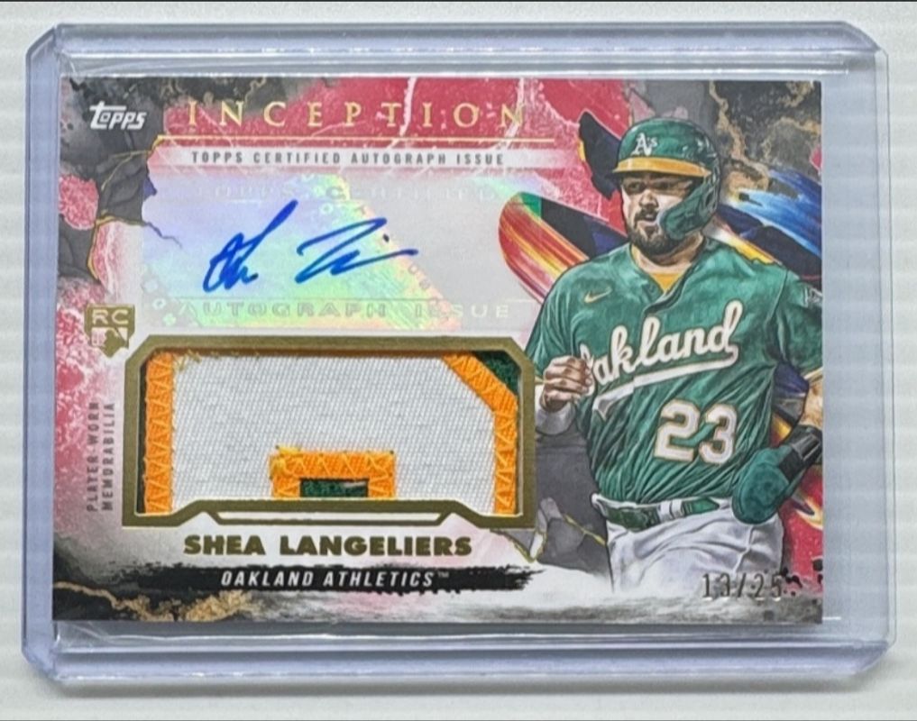 Shea Langeliers 2023 Topps Inception #IAP-SL Inception Autographs Patch - Red /25 Rookie RAW