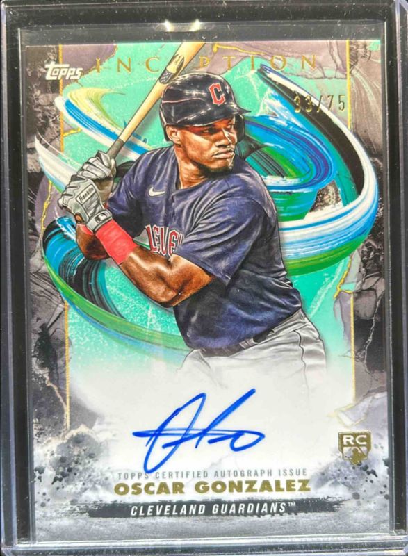 Oscar Gonzalez 2023 Topps Inception #BRES-OG Rookie & Emerging Stars Autographs - Aqua /75 RAW