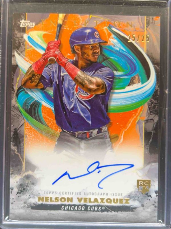 Nelson Velazquez 2023 Topps Inception #BRES-NV Rookie & Emerging Stars Autographs - Orange /25 RAW