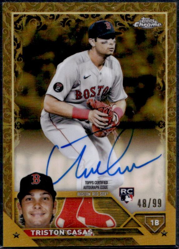 Triston Casas 2023 Topps Gilded Collection #CGA-TC Chrome Gold Etch Autographs /99 Rookie RAW