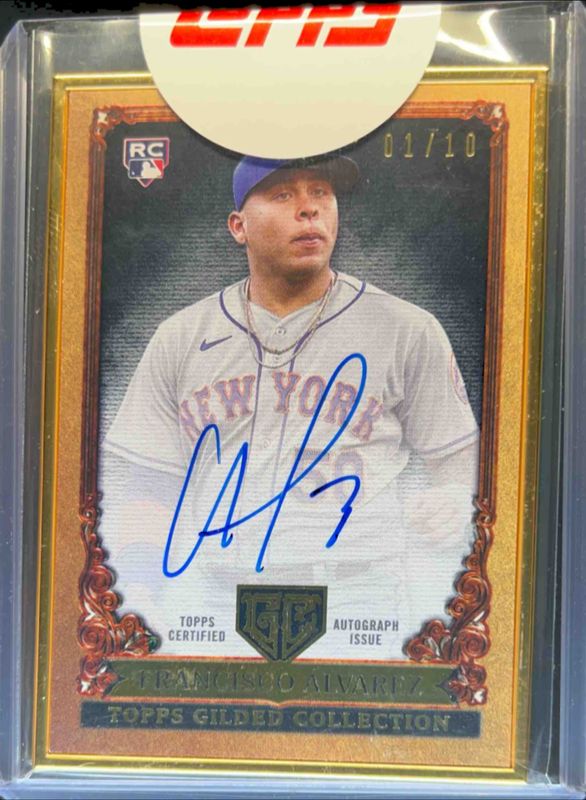 Francisco Alvarez 2023 Topps Gilded Collection #GOG-FA Gallery of Gold Autographs - Onyx /10 Rookie RAW