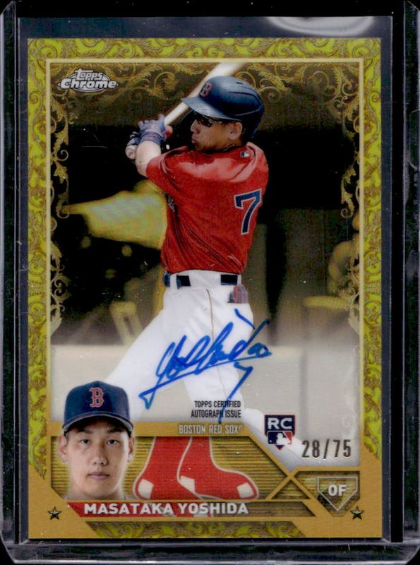Masataka Yoshida 2023 Topps Gilded Collection #CGA-MY Chrome Gold Etch Autographs - Yellow Refractor /75 Rookie RAW