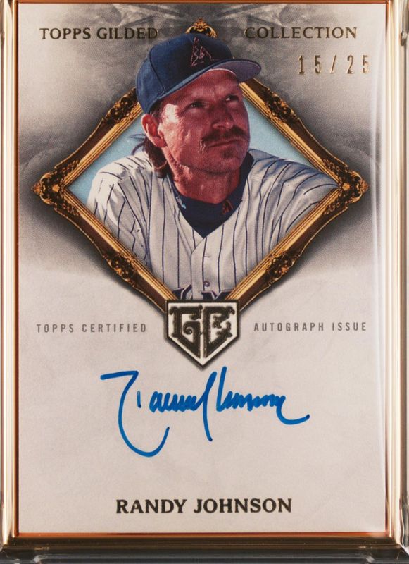 Randy Johnson 2023 Topps Gilded Collection #HAFA-RJO Gold Framed Hall of Famers Autographs - Emerald /25 RAW
