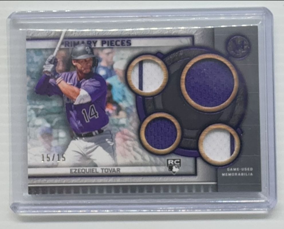 Ezequiel Tovar 2023 Topps Museum Collection #SPPPQR-ET Single Player Primary Pieces Quad Relics - Amethyst /15 Rookie RAW