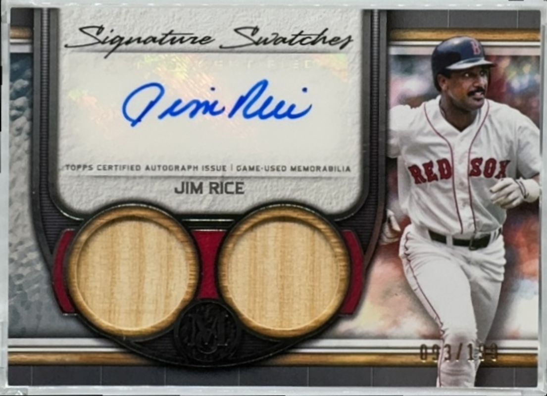 Jim Rice 2023 Topps Museum Collection #SWDRA-JRI Single Player Signatures Swatches Dual Relic Autographs /99 RAW